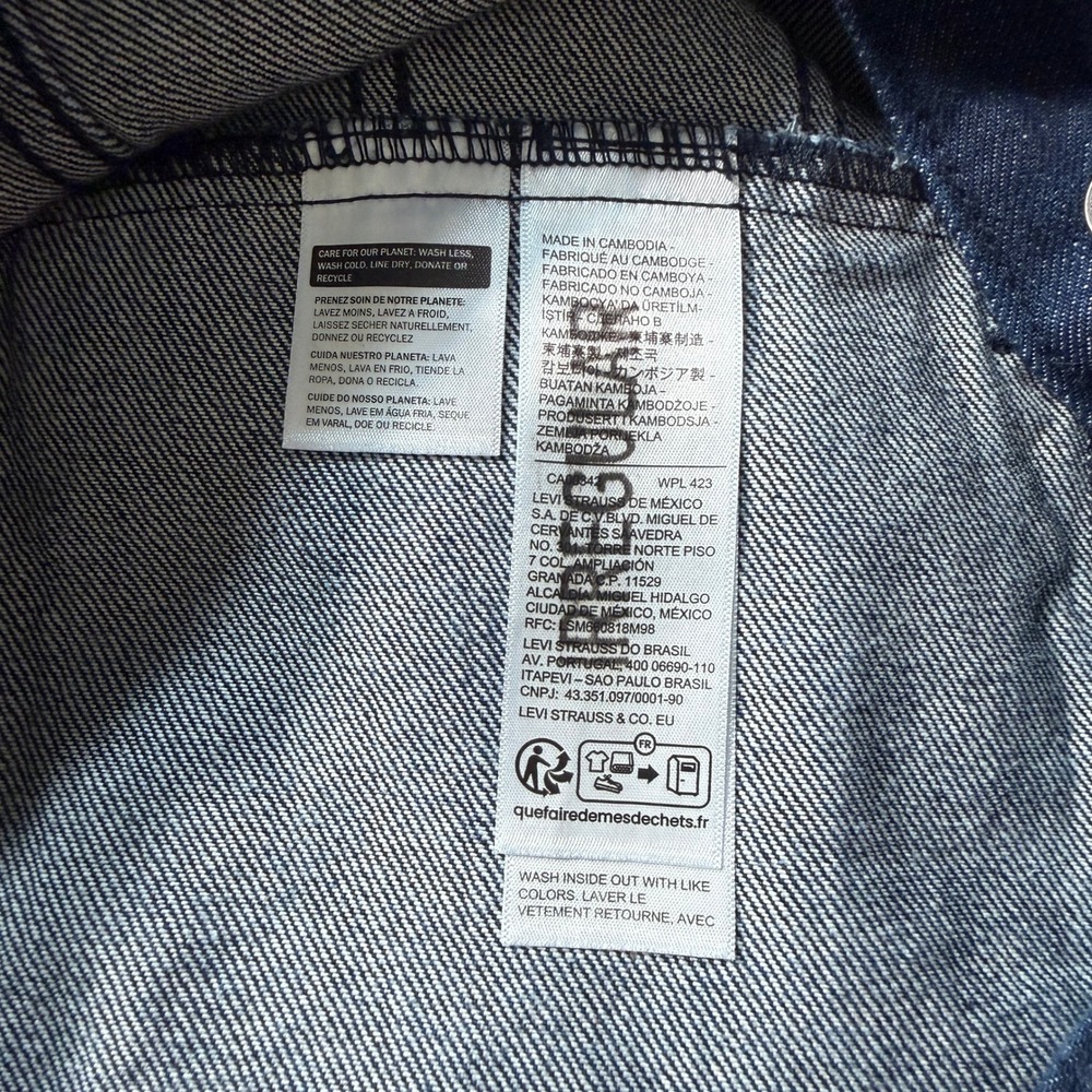 Levis Trucker Jacket Mens M Dark Indigo Denim Standard Fit 72334-0673 IRREGULAR - Picture 6 of 9